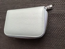 Tarjetero de piel de vaca de primera capa RFID antirrobo para hombre y mujer, billetera pequeña multifuncional con cremallera