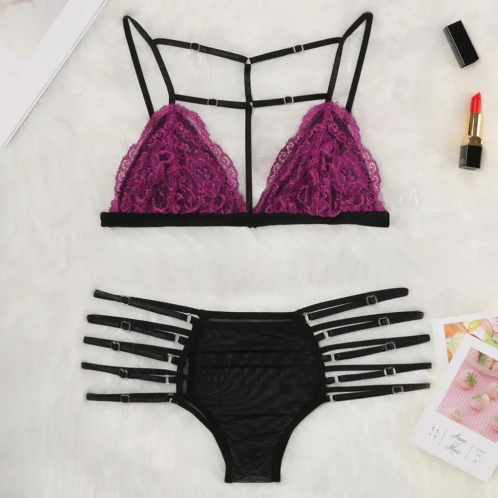 Perspective Sexy Two-piece Underwear Set Sexy Lingerie Exotic Sleepwear For Ladies Thong Sexy Lace Nightgown Babydoll Pajamas