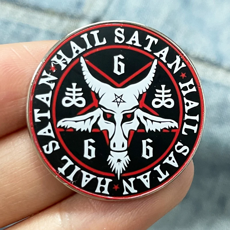 Hail Satan Baphomet Satanic Occult Head 666 Lucifer Pagan Badge Enamel Pin Medal Brooch Accessories Jewelry Gift - AliExpress