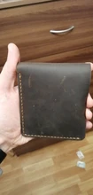 Cartera Vintage Crazy horse hecha a mano de cuero genuino para hombre, billetera corta de cuero grabado, monedero, clip para dinero