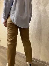 Pants Trousers Women Drawstring Female High-Waist WOTWOY Spliced Loose Autumn Straight