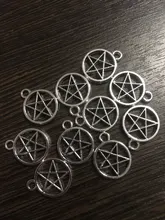 15 Uds. De abalorios de pentagrama de estrella, 17x14mm, colgantes plateados de Color plata antigua, fabricación artesanal, búsqueda de joyería tibetana