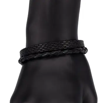 

Leather bracelet (genuine leather, magnetic lock, black) 53642