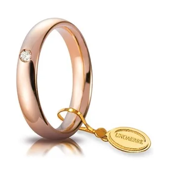 

Wedding Ring Unoaerre Comfortable 4 mm rose gold with Diamond