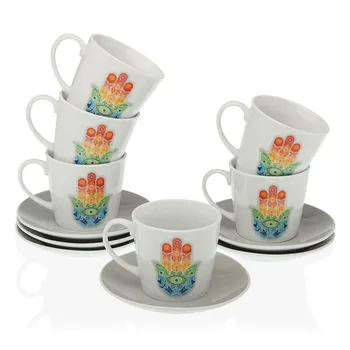 

Piece Coffee Cup Set Hamsa Porcelain (12 Pieces)