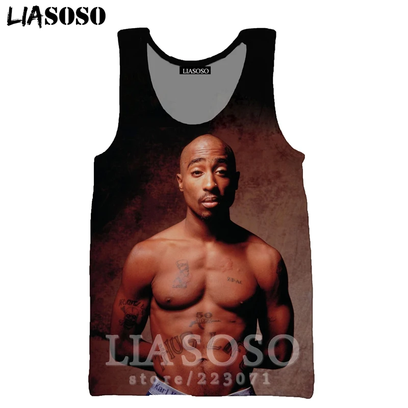 8 Рэппер 2Pac жилет LIASOSO лето для мужчин женщин Аниме Толстовка 3D принт О образным вырезом майка без рукавов хип хоп Уличный пуловер A295-3 - Цвет: 8