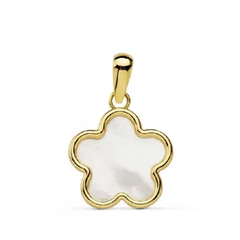 

18K GOLD PENDANT YELLOW FLOWER PEARL 12 MM.