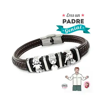 

Chain bracelet Silver and piel for men eres a Parent genial with girl