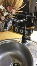 Grifo de agua para cocina, espita de bronce negro de una sola manija con mezclador para liquido caliente y frio y rotación 360,