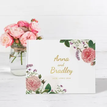 

Floral wedding Guestbook custom Vintage foil gold wedding guest book alternative Garden Sign in book bridal keepsake photo album