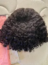 Pelucas de cabello humano malayo para mujeres negras, Bob corto de cabello humano rizado con cierre de encaje 4x4, prearrancado con pelo de bebé