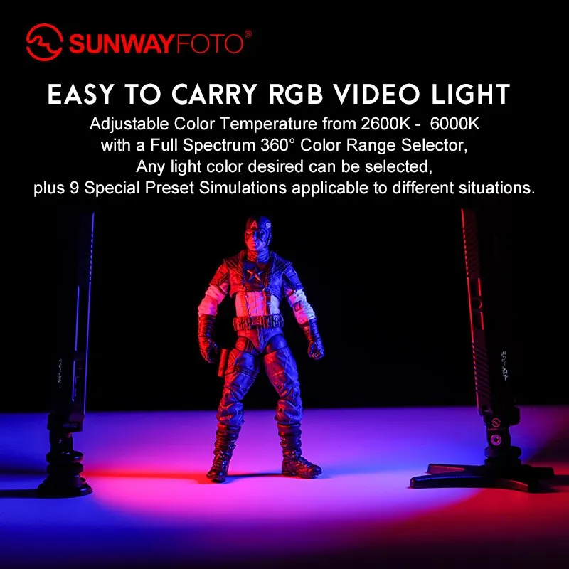 SUNWAYFOTO FL-70 RGB LED Light RGB Color Selfie Video Light Camera Studio Light For Canon Nikon Sony Photography Lighting