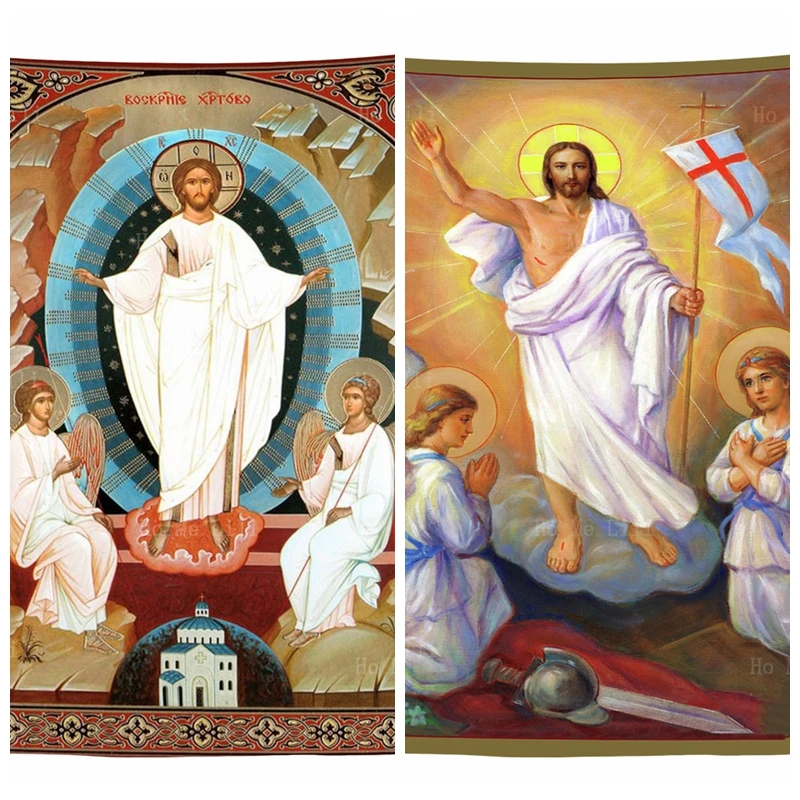 RussianOrthodoxCatholicEasterIconResurrectionOfChristJesusAngelsSacredTraditional