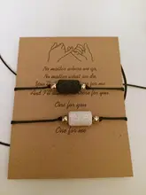 Colgantes nuevos pulsera de amistad, parejas 2 unids/set piedra volcánica pulsera de brazaletes de las mujeres deseo suerte joyería