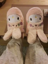 Zapatillas de conejo para interior para niña, pantuflas antideslizantes impermeables de algodón, parte inferior de goma