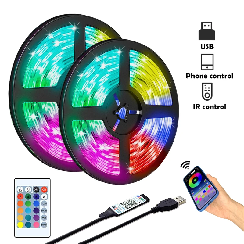 Usb Led Light Strip Rgb Smd 2835 5050 Bluetooth Control With Remote Dc