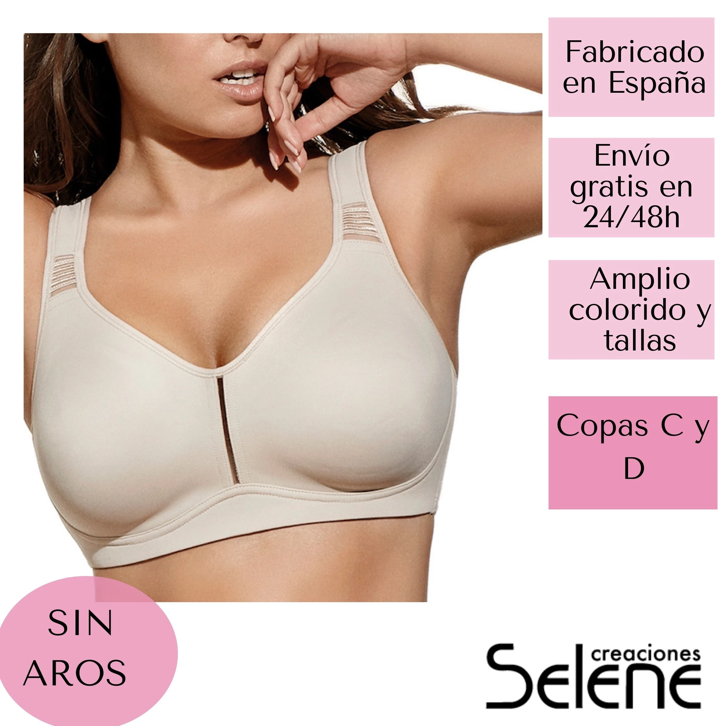 Ropa Interior Mujer Minimizador Sujetador Sin Aros Sin Relleno Reductor de 1 Talla Copas Preformadas