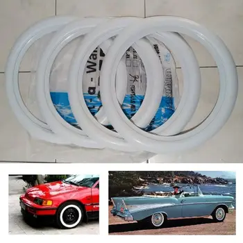 

Atlas Tire Side 15" Rim WHITE Wall Portawall Topper STANDARD Auto Car Tire Rubber Ring Set 4 Pcs for 15" Vehicle RIM
