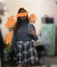 Sweater Skirt-Set Matching-Set Merry-Pretty Plaid 2pieces-Outfits Blue Spring Pleasted