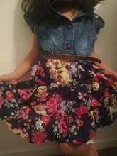 Vestido vaquero Floral para niñas, ropa informal de manga corta con cinturón para fiesta de verano