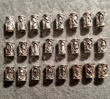 24 uds pelo tubo grano cuentas rúnicas vikingas Dreadlock trenzado joyería barba decoración para el pelo estilo accesorios