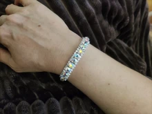 Pulseras de plata de ley 925 con zirconia cúbica, brazaletes de 14 colores con cadena de eslabones de cristal austriaco