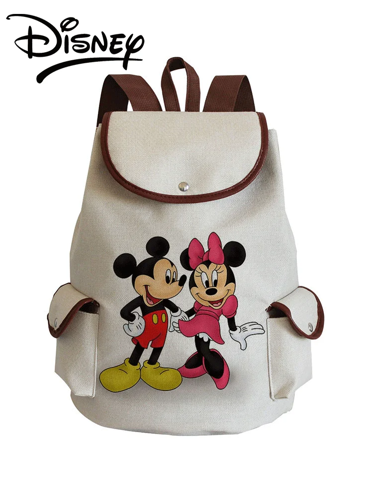 Mochila de de Mickey Mouse para niños, morral escolar de Minnie, de lino, regalo para chico y -