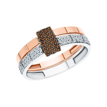

Gold ring with cognac diamonds and diamonds sunlight sample 585