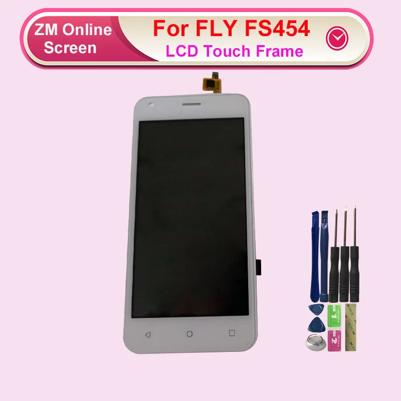 Цена RYKKZ для FLY FS454 ЖК дисплей Дисплей с Сенсорный экран с рамкой Digitizer Assembly Замена с инструментами + 3 М Стикеры