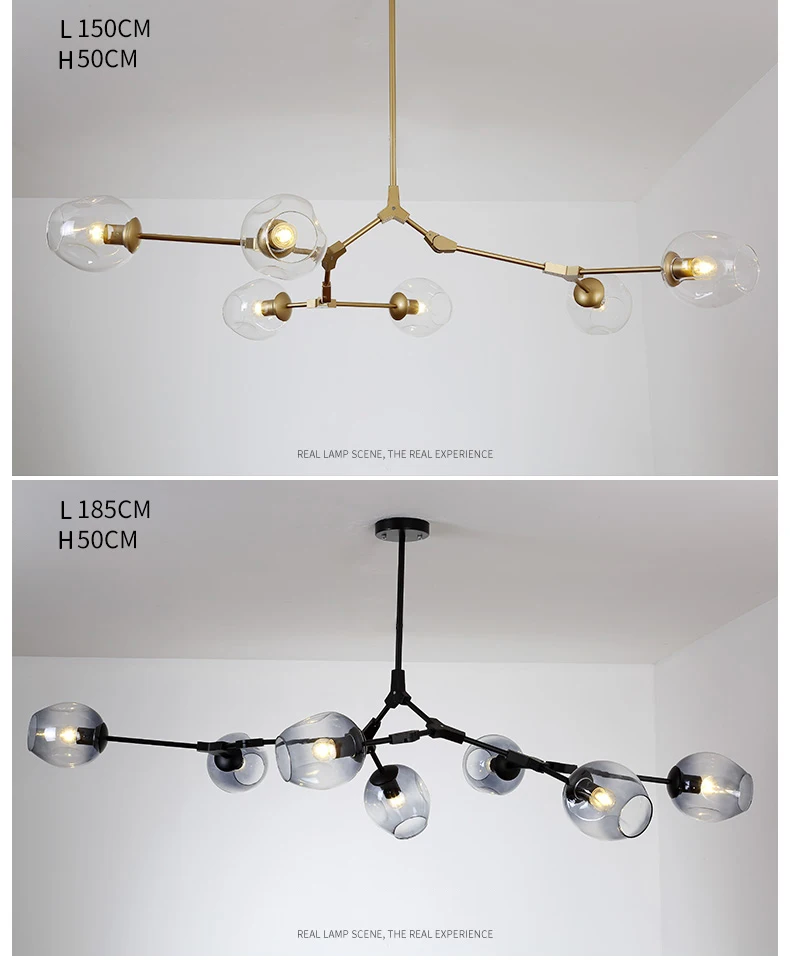 bedroom chandelier Nordic ceiling chandelier For Living Room Hall Bedroom Home Interior Lighting Gold Glass Bulb Hanging Lamp Modern Black Led E27 globe chandelier