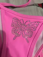 Conjunto de Bikini con diamantes de imitación para mujer, bañador Sexy de mariposa, ropa de playa, traje de baño con Push-Up, ropa de baño 2021