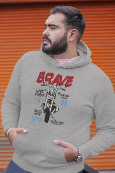 

Angemiel Wear Brave Motorcycle Gray Men 'S Hooded Sweatshirt