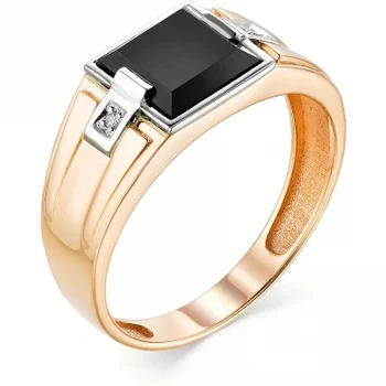 

Alcor ring with onyx and diamonds in red gold