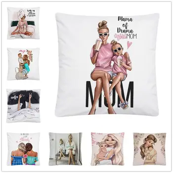 

Mother-child/family/love pattern Linen Cushion Cover Pillow Case for Home Sofa Car Decor Pillowcase45X45cm