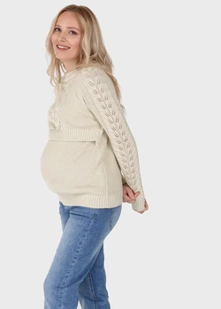 

Knitted cardigan with braids and raglan sleeve for pregnant women and feeding "Bella"