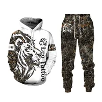 Animal 3D Tiger Printed Men Hoodies Pants Casual Hooded Sweatshirt Sweatpants Tracksuits 2pc Set Autumm And Winter Sport Suit