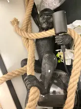 Light-Fixtures Pendant-Lamp Animal-Lighting Loft Hemp-Rope Cafe Gold E27 Black Resin