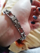 Pulsera de cadena de motocicleta lychee Biker para hombre, brazalete Punk de acero y titanio, joyería