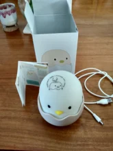Luz Led nocturna para niños, lámpara de silicona suave recargable por USB, decoración de dormitorio, regalo, noche de pollito de Animal, sombra de Luna