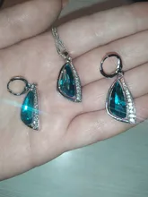 Juegos de joyas para mujer, bodas, Plata de Ley 925, collar de circonia cúbica verde, juegos de pendientes