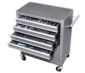Tool cart workshop mobile with wheels 5 drawers 81 tools included
