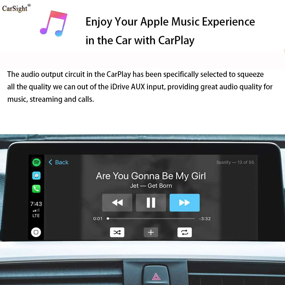 Полноэкранный USB Мультимедийный беспроводной Apple CarPlay для BMW F20/F21/F44/F52
