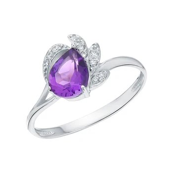

Silver ring with amethyst and cubic zirconia sunlight sample 925
