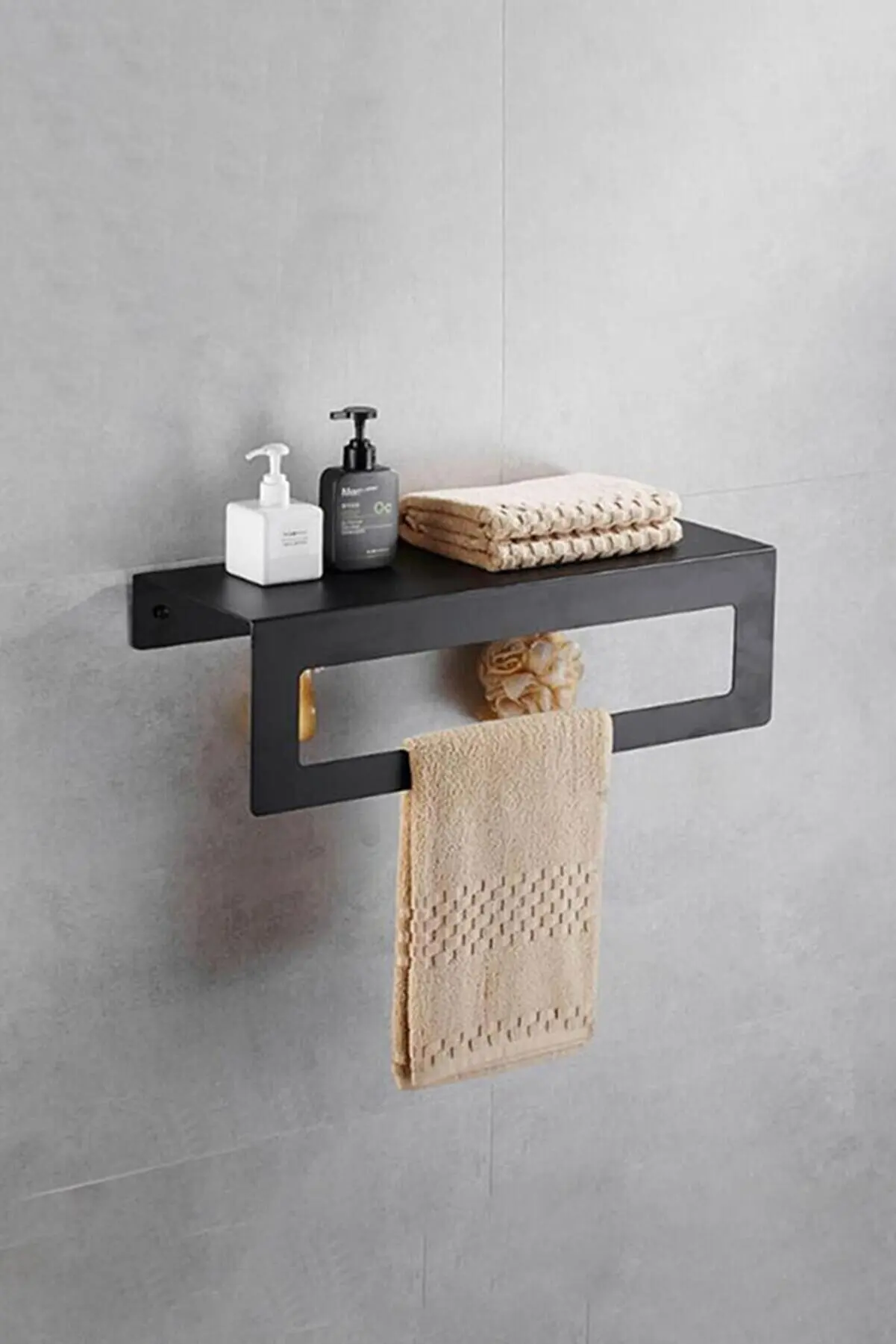 

Towel Rack 40 CM Holder Bathroom Accessories Wall Mount Rail Shower Hanger Metal Bar Matte Black Shelf bathroom furniture Towels