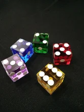 Casino Dice 19mm Numbers Clear Translucent 5pcs of with Razor-Edges And Matching Serial