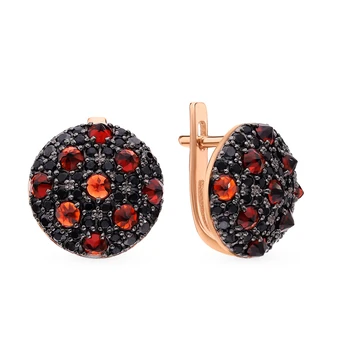 

Gold earrings with cubic zirconia and Garnet sunlight sample 585