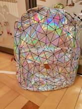 Yogodlns-mochila holográfica geométrica para hombre y mujer, morral de viaje de PVC, bandolera Laser, escolar, informal