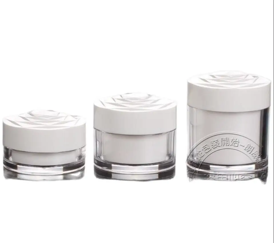 Wholesale 50G Cream Jar rose cap White Double Layer Plastic Mask Makeup Sub-bottling Empty Cosmetic Container Sample Canister | Красота и