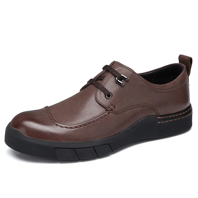A832155010Brown CAMEL/Мужская обувь; сезон осень; удобная мужская повседневная обувь из натуральной кожи; британский джентльмен; восковая воловья кожа; элегантные лоферы - Цвет: A832155010Brown