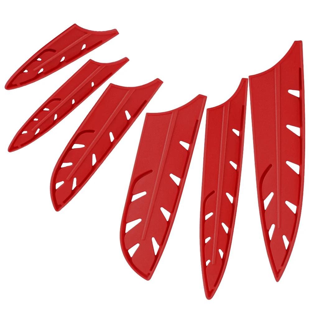 Damask 6 pcs Red Plastic Knife Blade Protector Guards Set Kitchen Knife